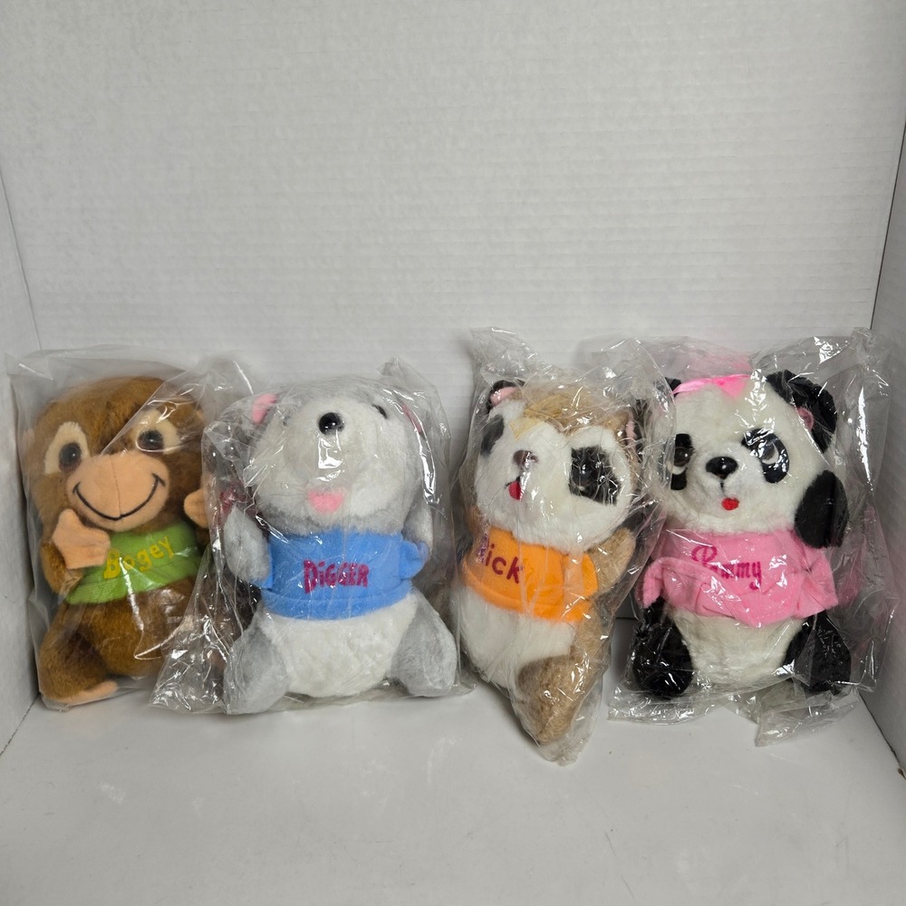 Vintage 1980s Hallmark Shirt Tales Stuffed Plush NOS New Original Bags Lot of 4
